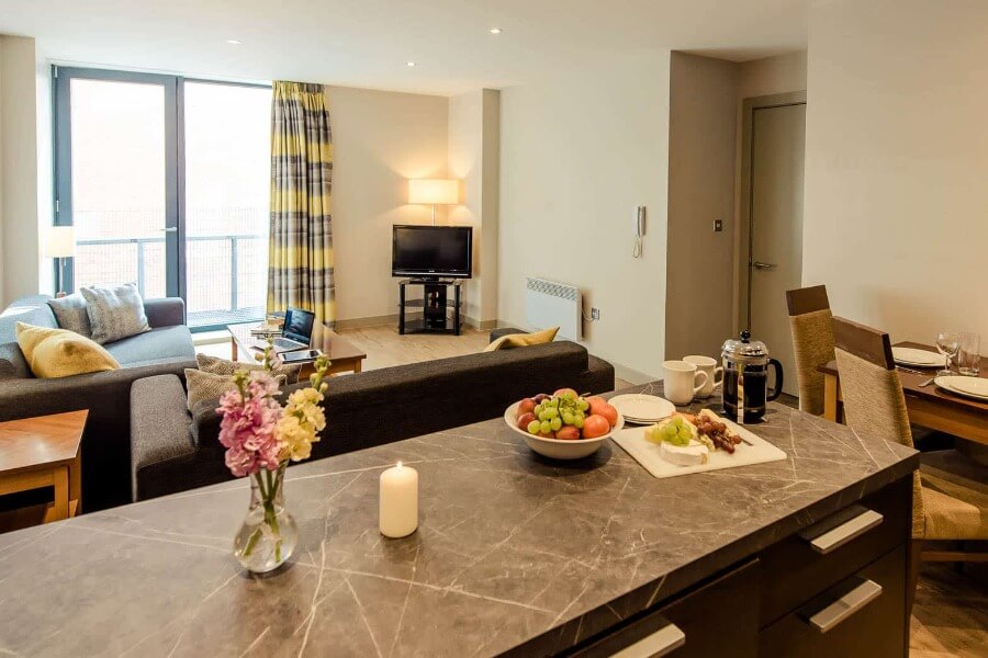 InnClusive’s apartment at Shudehill, Manchester- living area