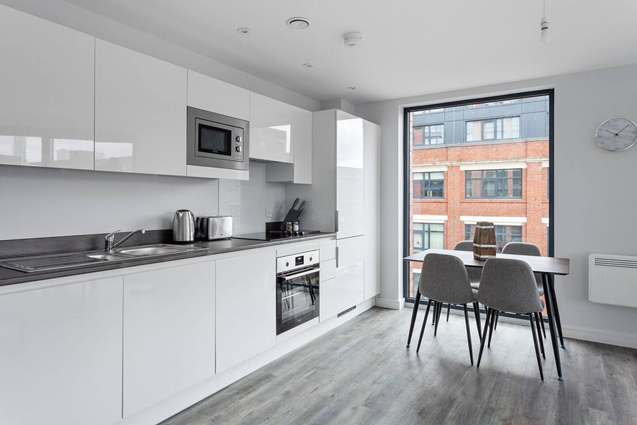 InnClusive's Bradford Street apartment in Birmingham - kitchen area
