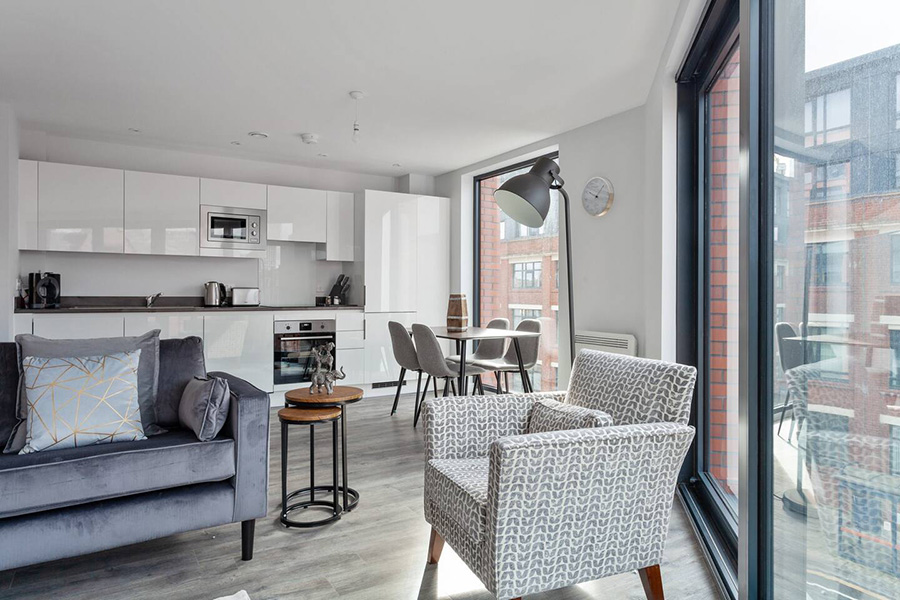 InnClusive's Bradford Street apartment in Birmingham - living area